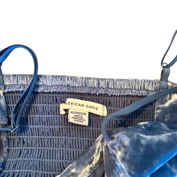 American Eagle Blue Velvet Peplum Babydoll Coquette Camisole Top XS - Picture 4 of 5